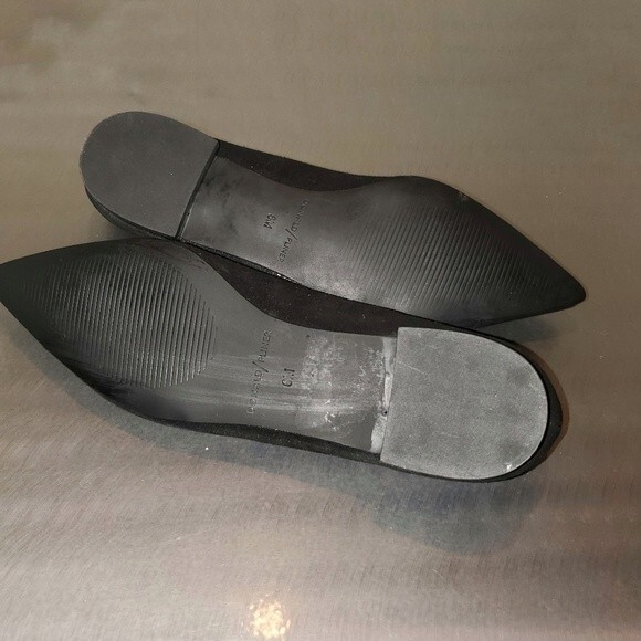 Donald Pliner Black Palma Point Toe Leather Suede Skimmer Ballet Flats sz 6 - Picture 9 of 10